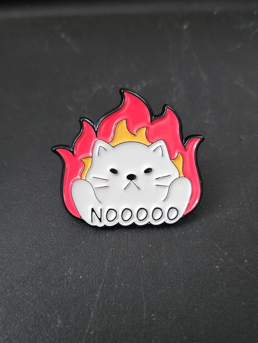 White Cat Flame Enamel Pin - NOOOOO Design